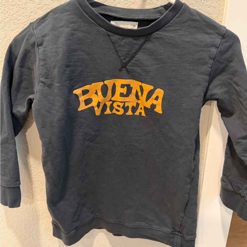 Buena Vista Kids Long Sleeve Tee - Dark Gray with Yellow Logo